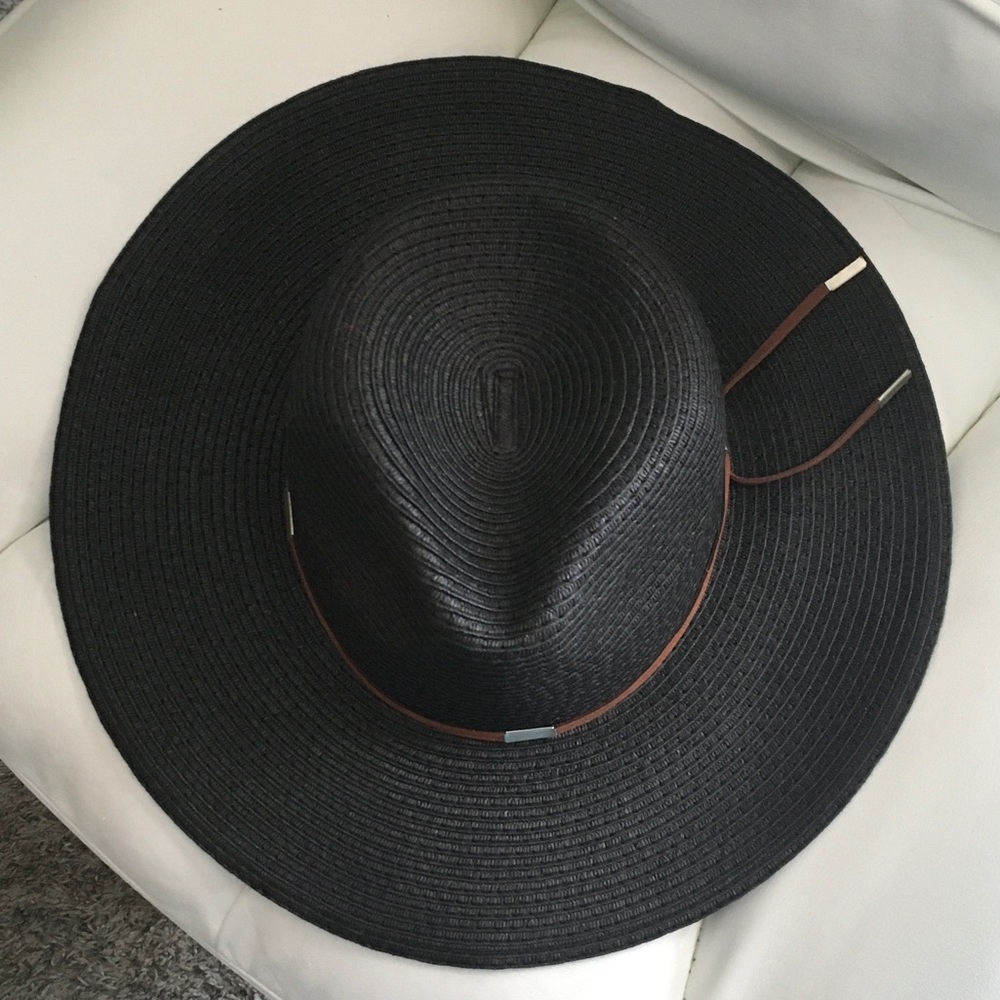 Black Wide-Brim Fedora with Brown Suede Band